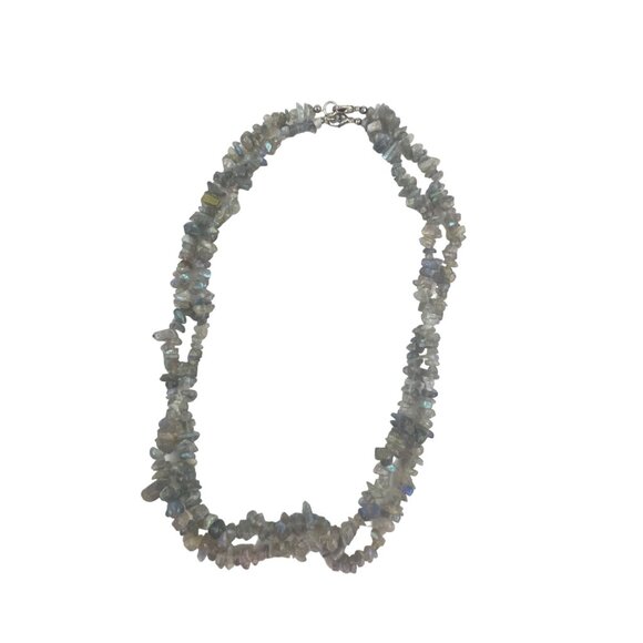 Labradorite Gemstone Chip Bead Necklace 36 Inches - Picture 9 of 11
